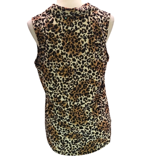 Emily Daniel's Animal Print Sleeveless Collared Pullover Top Women size L - Picture 5 of 11